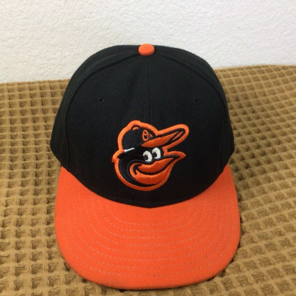 New Era Baltimore Orioles Player 59FIFTY Fitted Sz 7 1/8 Black Orange Hat